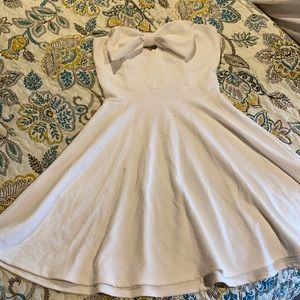 Strapless white mini dress